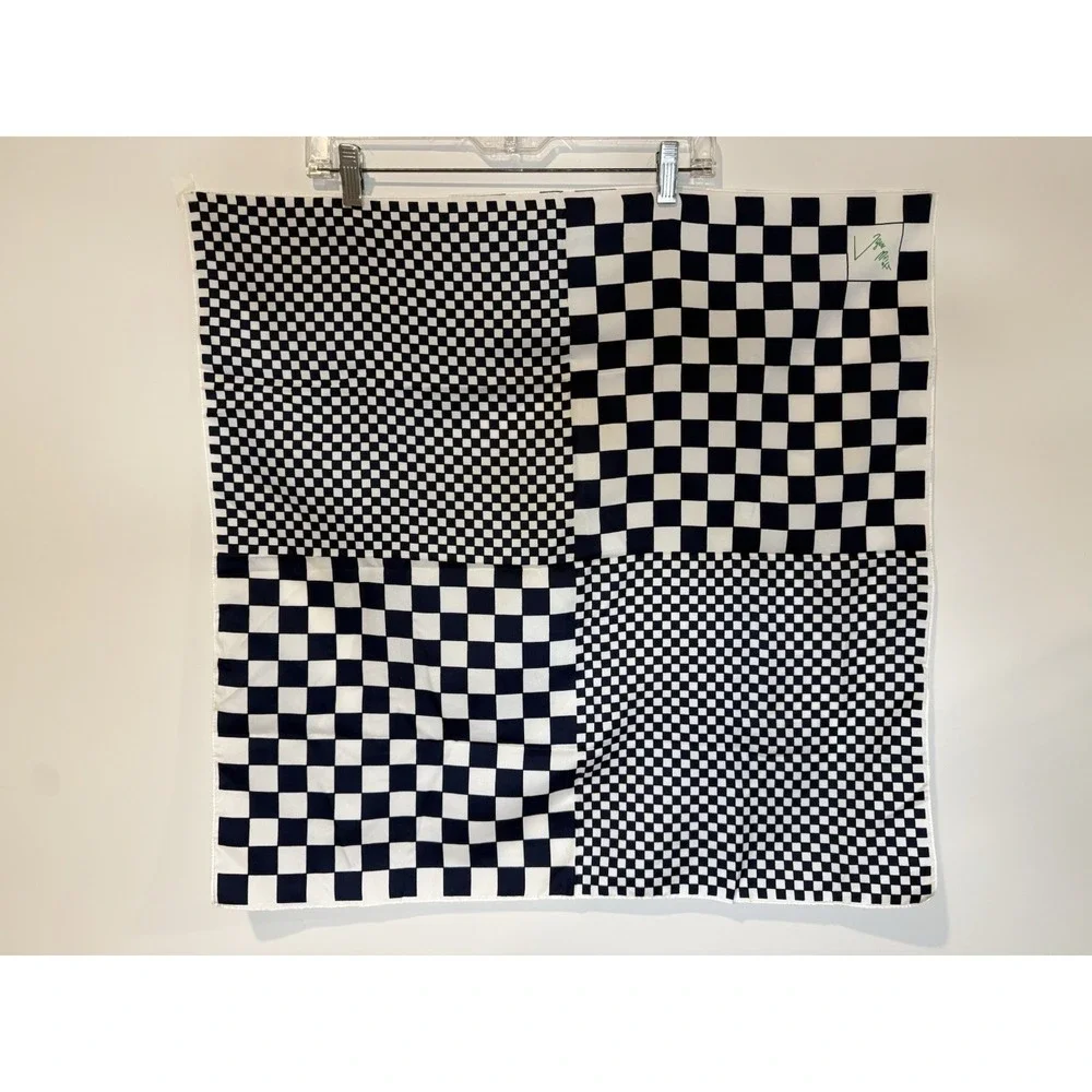 Vintage‎ John Wietz Scarf Navy Blue White Checkered Mod 60s 70s Square Glentex